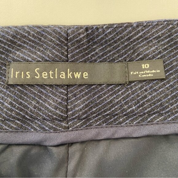 Iris Setlakwe dress trousers pants blue pinstripes wool blend flattering size 10 - Picture 3 of 12